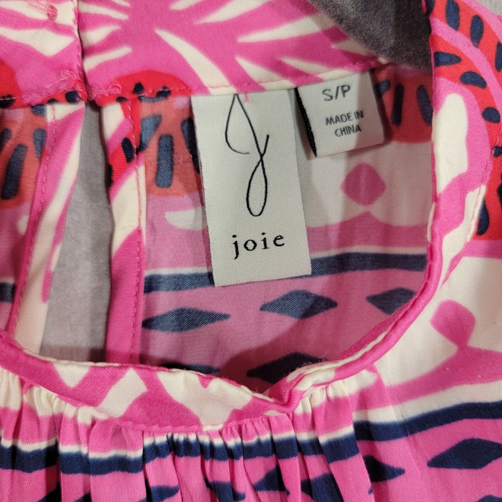 Joie Womens Pink Cream Medallion Scarf Print Sleeveless Pleated Blouse Small - Picture 2 of 6